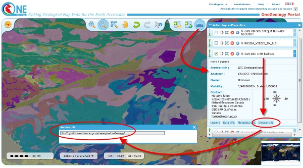 Getting the service URL from the OneGeology Portal