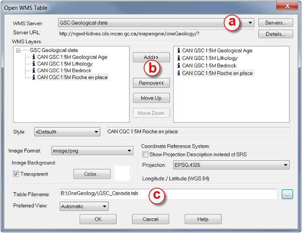 Selecting WMS layers