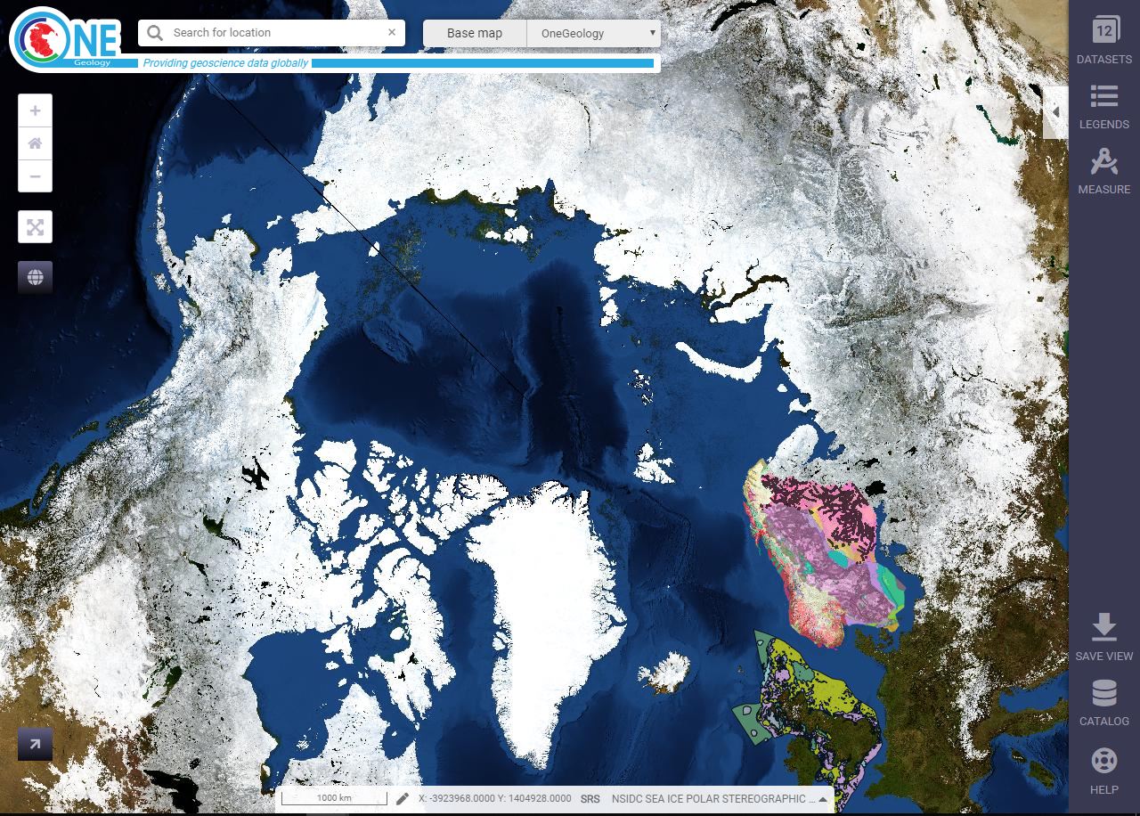 Map layer displayed in NSIDC Sea Ice Polar Stereographic North (WGS84) projection