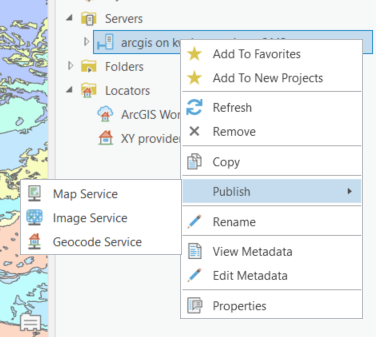 Publish a Service via the ArcGIS Server connection