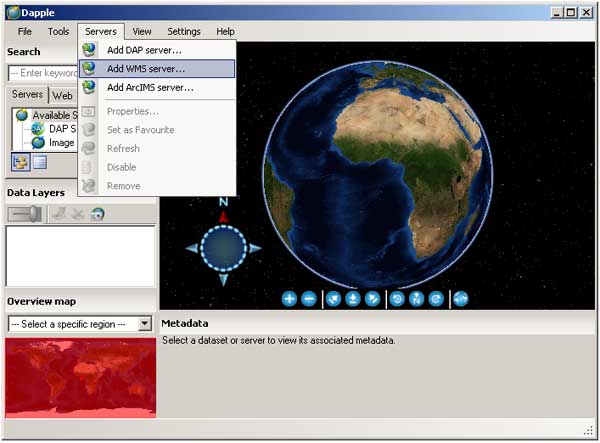Adding a WMS server to the list of available WMS services in Dapple