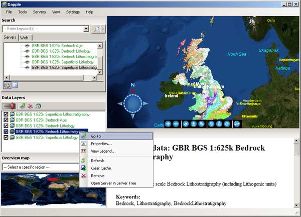 Viewing map and metadata in Dapple