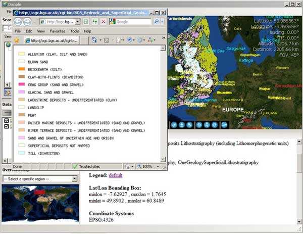 Using the metadata legend link to view the legend information