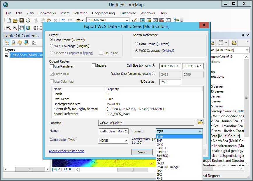 Displaying WCS data in ArcMap