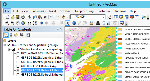 WMS legend displayed on the map layer in ArcMap