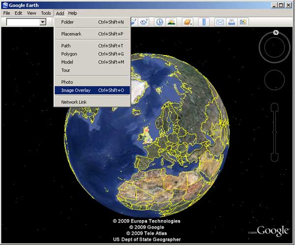 Using the image overlay option in Google Earth to add a WMS