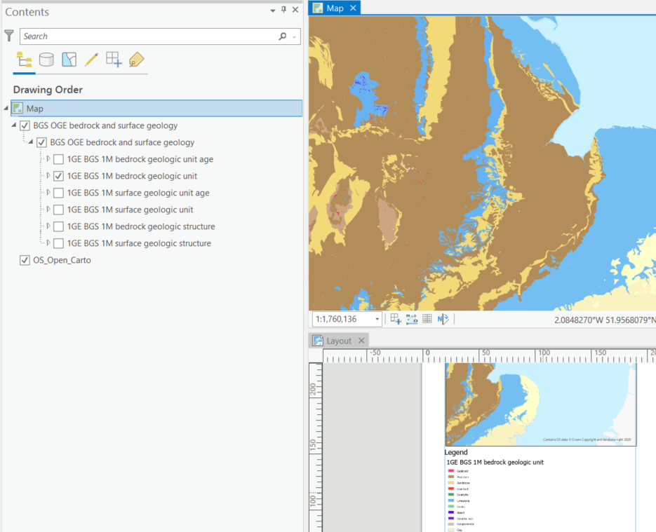 Adding a WMS Service layer & Legend to a Layout view in ArcGIS Pro